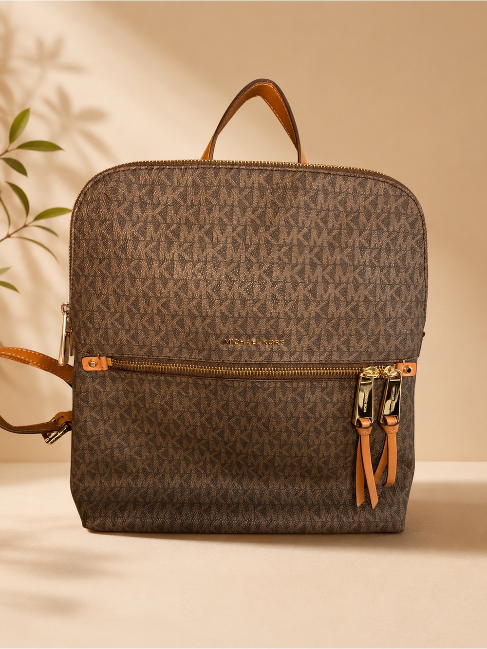 Michael Kors Rhea Zip Medium Slim Backpack Logo Backpack ( Gently Used)